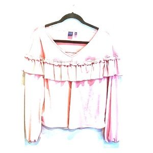 Kaari Blue Pink Ruffle Top